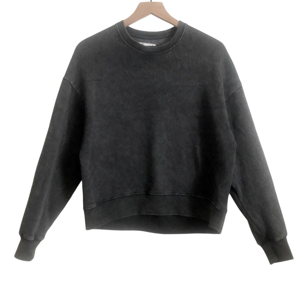 Hollister Dark Heather Gray Crew Neck Long Sleeve Fleece Pullover Sweater Small